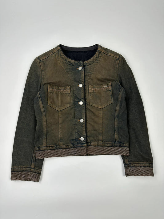 Prada Milano FW2006 Metal Chains Faded Denim Crop Jacket