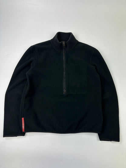 Prada Sport FW01-05 Black Fleece Quarter Zip Pocket