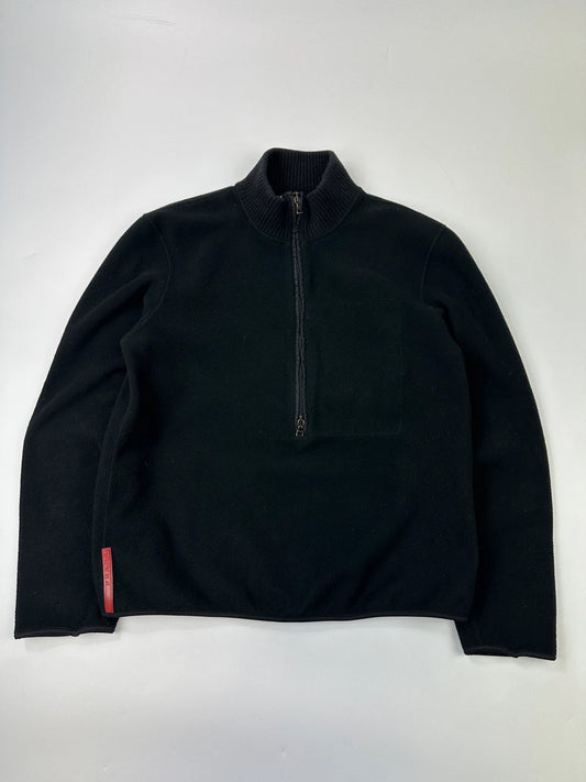 Prada Sport FW01-05 Black Fleece Quarter Zip Pocket