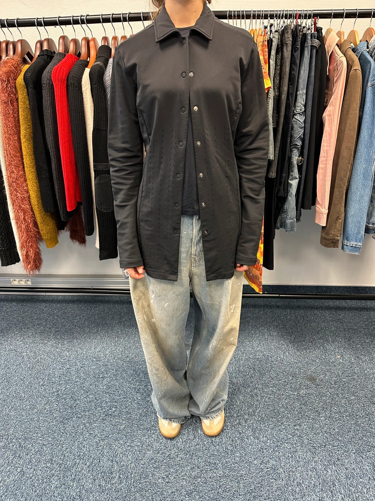 Marithé + Francois Girbaud Black Lycra Shirt Jacket