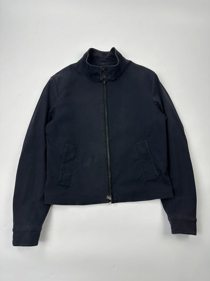 Prada Milano FW2004 Navy Blue Leather Elbow Pad Cotton Jacket