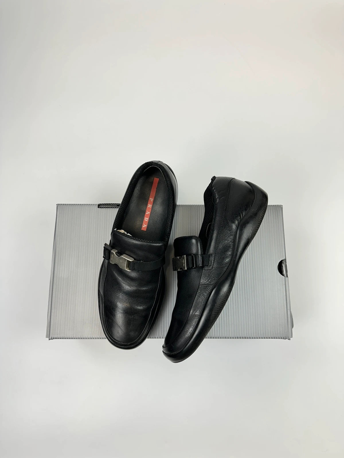 Prada Sport SS1999 Black Leather Belted Loafer