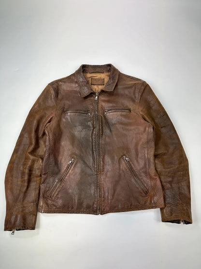 Prada Milano FW07 Brown Eroded Leather Jacket