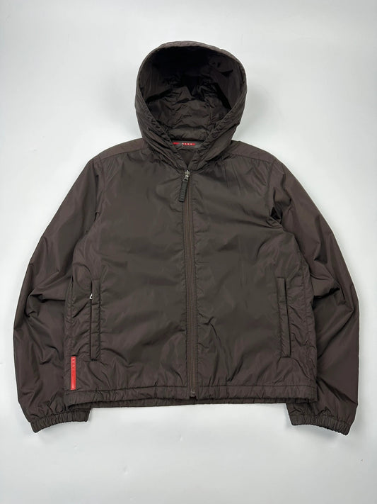 Prada Sport FW2006 Brown Padded Nylon Hooded Jacket