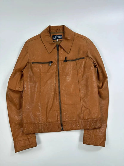 Armani 00´s Croco brown leather Jacket veste en cuir