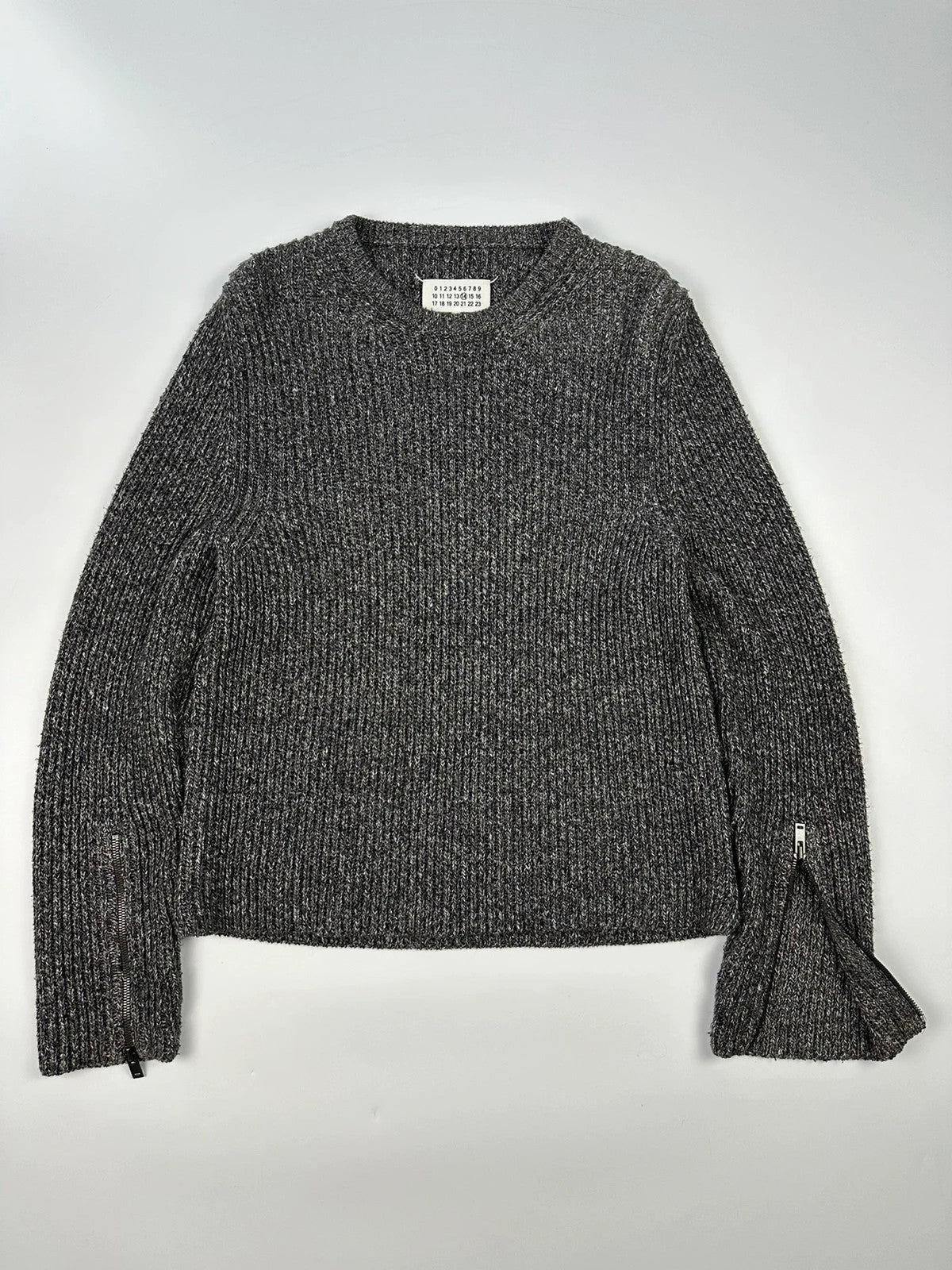 Maison Margiela FW2017 Line 14 Grey Knit Sweater Zip Sleeves