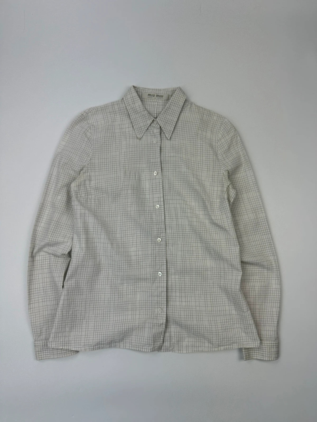 Miu Miu SS2000 White Checkered Plaid Shirt