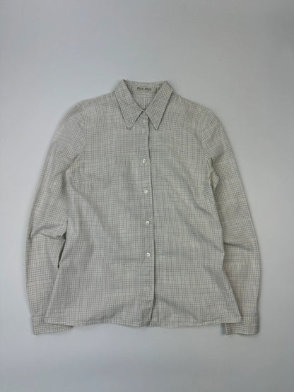 Miu Miu SS2000 White Checkered Plaid Shirt