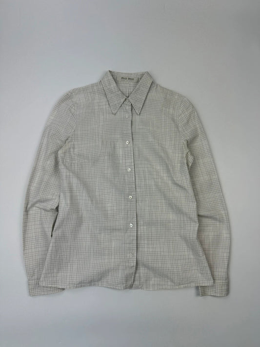 Miu Miu SS2000 White Checkered Plaid Shirt