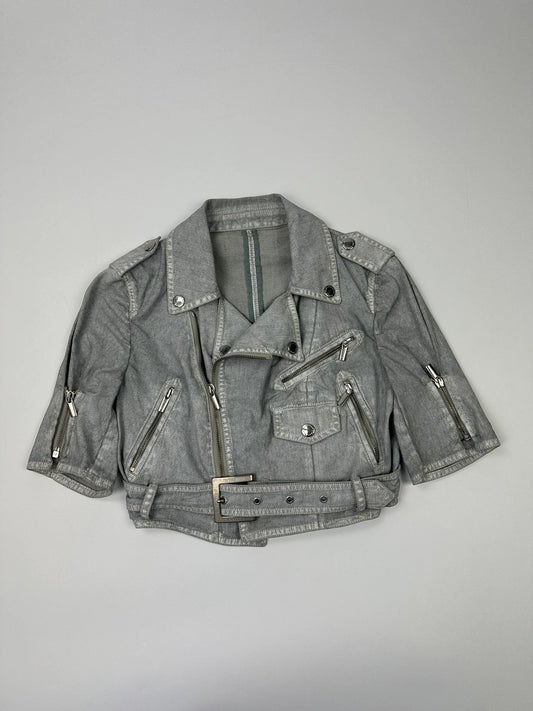 Jean Paul Gautier 00’s Sliver Grey Short Crop Trench Coat Top Jacket