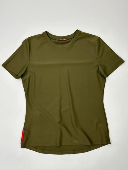 Prada Sport SS2006 Khaki Green Sporty Fitted Tee Nylon & Silk
