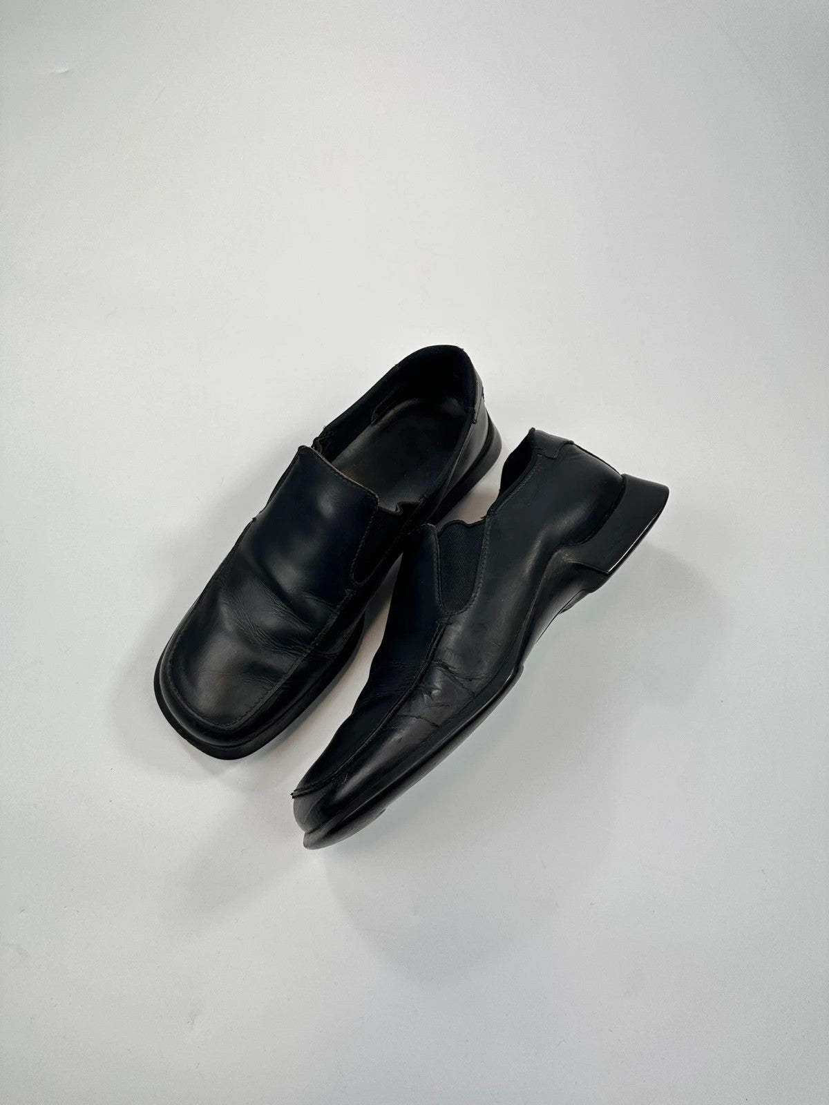 Prada Milano FW1999 Black Leather Square Toe Loafer  Dress Shoes