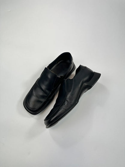 Prada Milano FW1999 Black Leather Square Toe Loafer  Dress Shoes