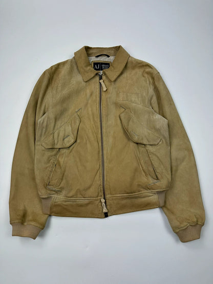 Armani Jeans 90’s Cargo Pockets Suede Leather Bomber Jacket