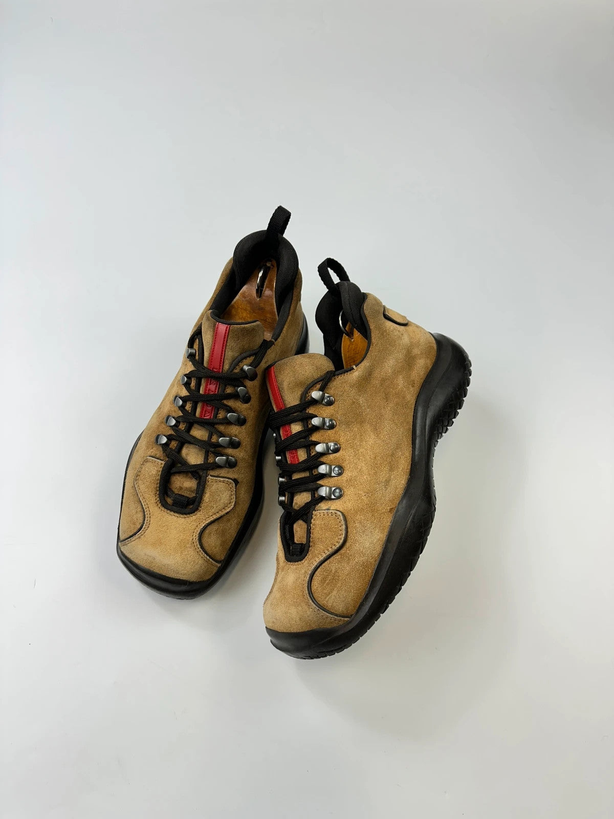 Prada Sport FW1999 Suede Beige Vibram Hikking Puddle Boots