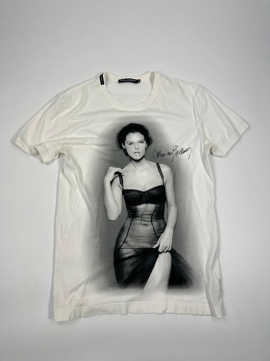 Dolce & Gabbana 2000s Monica Bellucci White Printed Tee