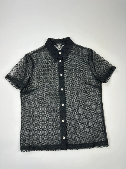 Dolce & Gabbana 00’s Laces Mesh See Trough Black Shirt
