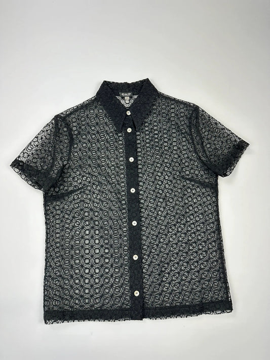 Dolce & Gabbana 00’s Laces Mesh See Trough Black Shirt