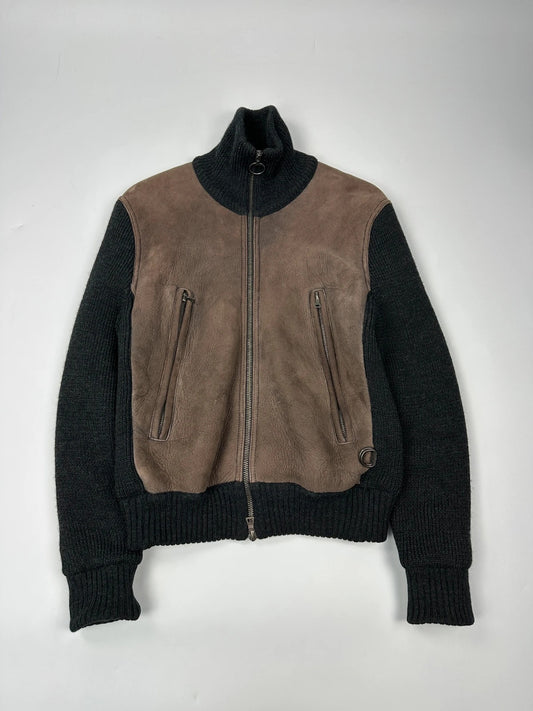 Prada Sport FW2004 Heavy Leather & Wool Bomber Bombardier Jacket