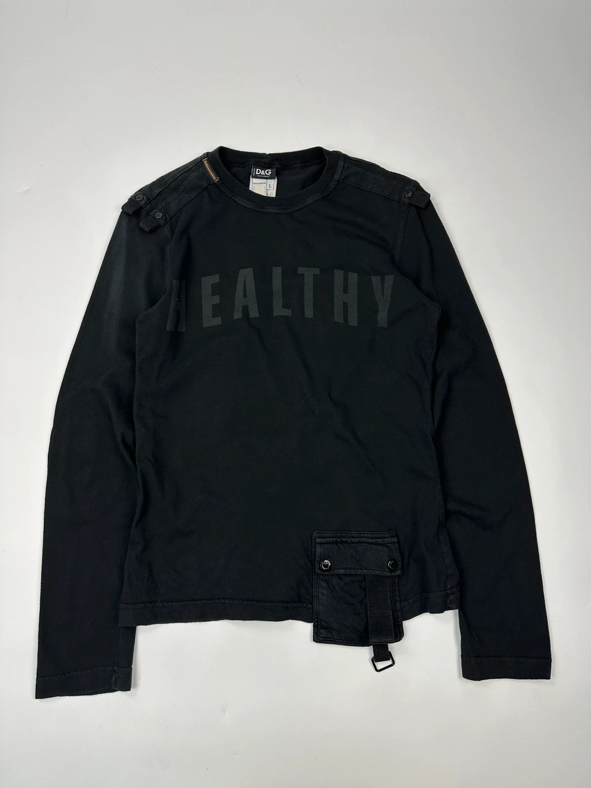 Dolce & Gabbana SS04 Cargo Pocket Military Army Black Longsleeves Tee