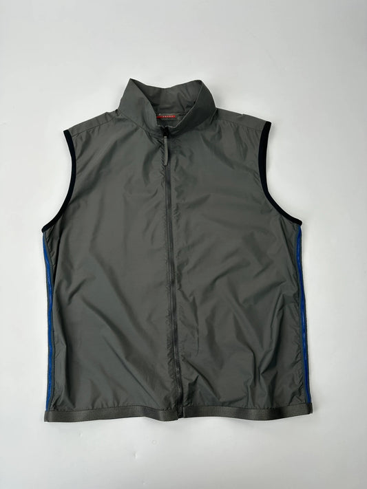 Prada Sport SS2000 Vest Sleeveless Gel Grey & Blue Mesh Back Nylon Jacket