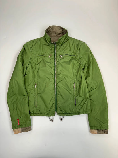 Prada Sport 00s Reversible Green & Beige Brown Nylon Jacket