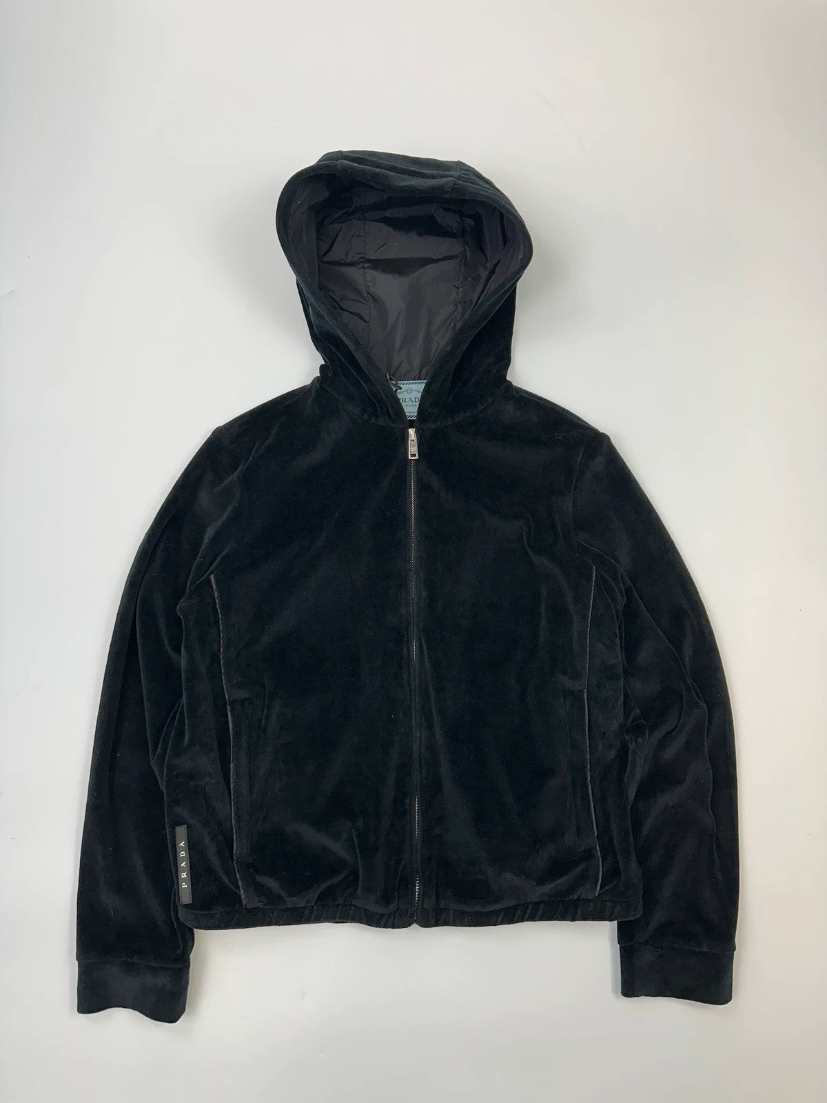 Prada Milano FW2019 Black Corduroy Hoodie Zip-Up Sweater