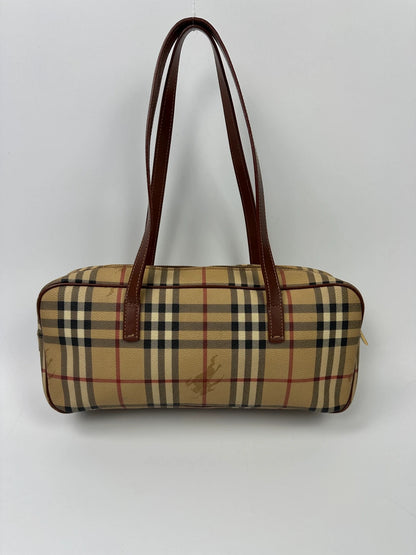 Burberry Beige Tartan Bowling Boston HandBag Shoulder