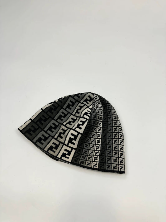 Fendi Multi FF Zucca Monogram Black & Grey Wool Beanie