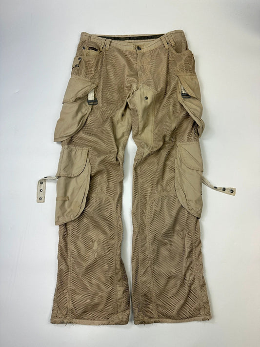 Dolce & Gabbana SS2003 Beige Mesh Layer Cargo Pants