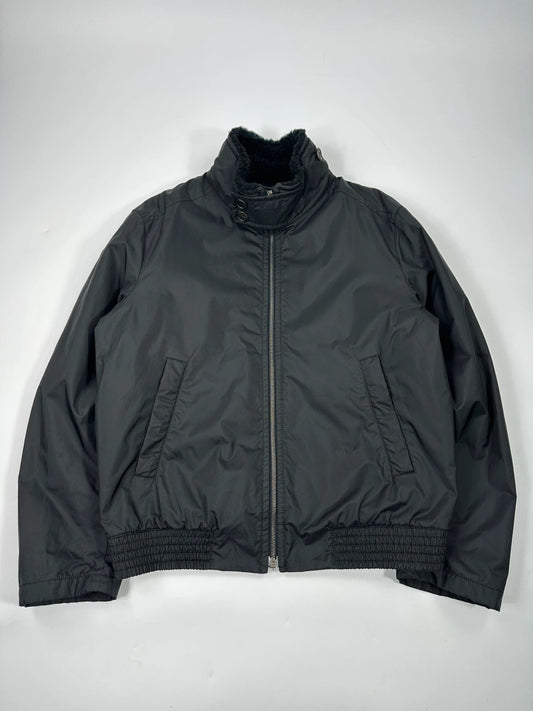 Prada Sport FW2008 Black Sheep Collar Nylon Bomber Jacket
