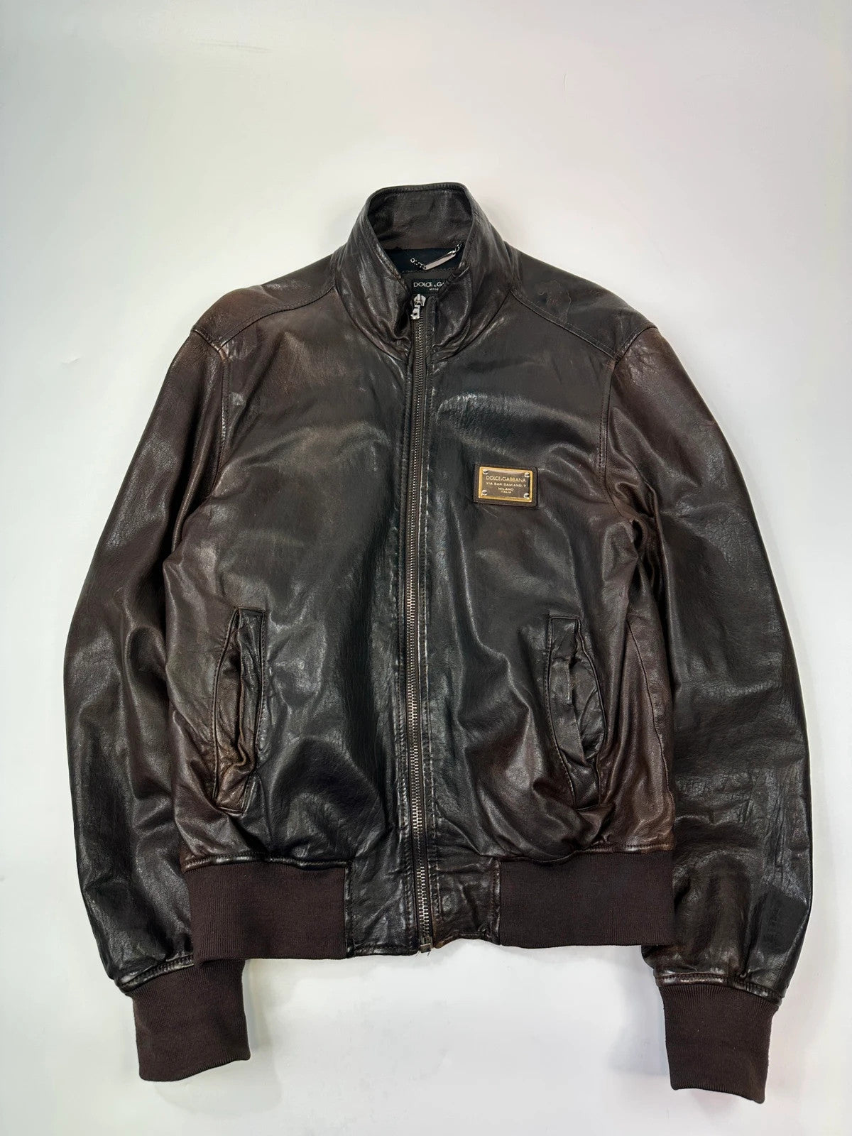 Dolce & Gabbana 00’s Patinated Brown Leather Jacket