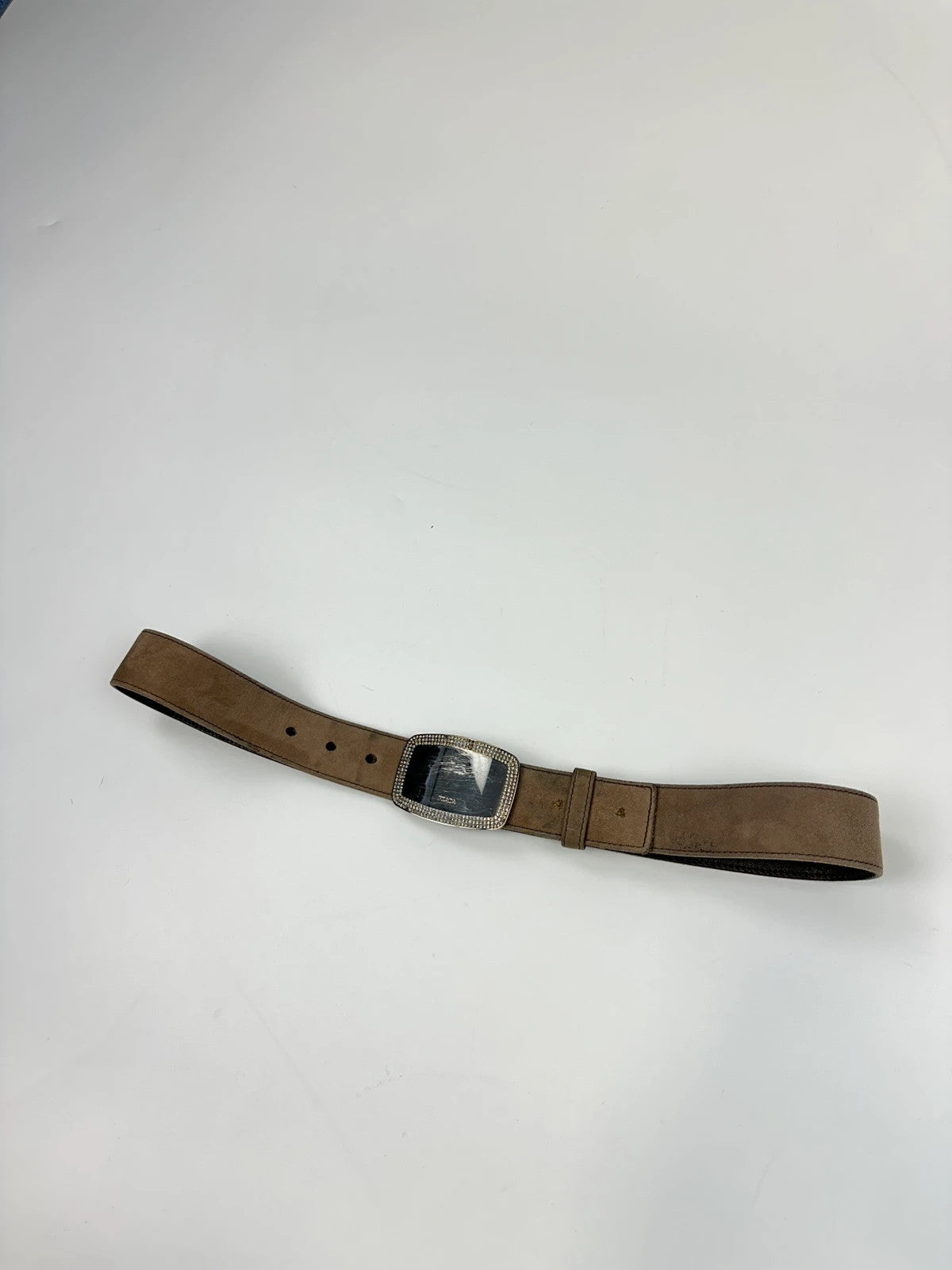 Prada Milano Brown Leather Silver Studded Belt