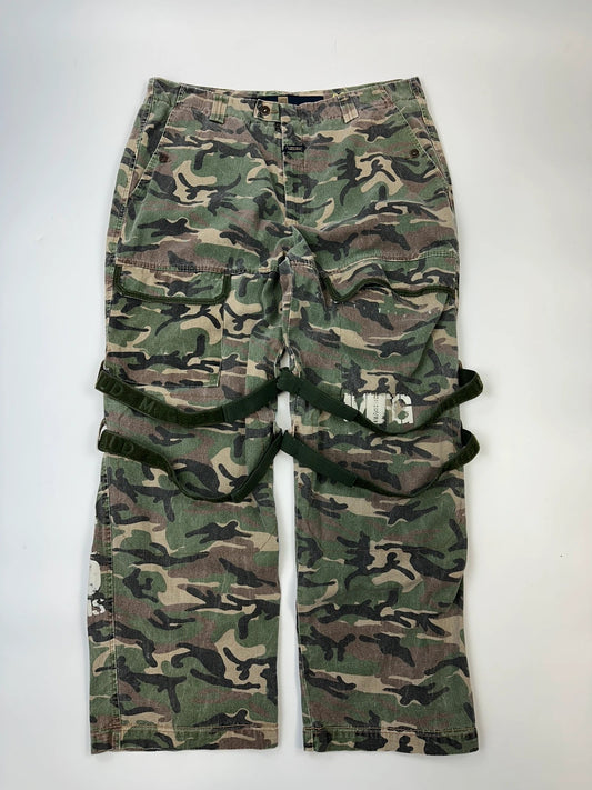 Marithé + François Girbaud 00’s Camo Baggy Straps Denim Pants
