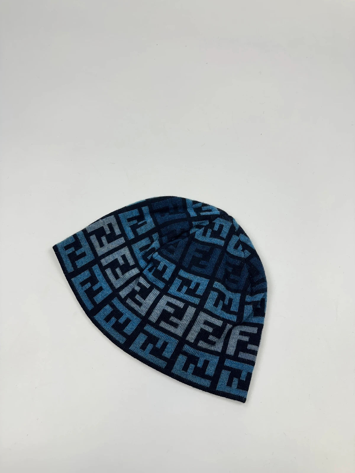 Fendi Blue Multi Zucca FF Monogram Wool Beanie