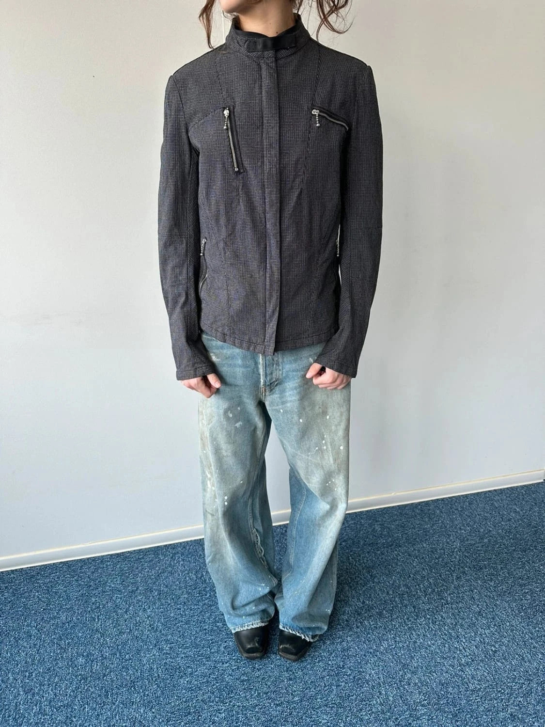 Marithé + Francois Girbaud jacket pied de poule veste fitted