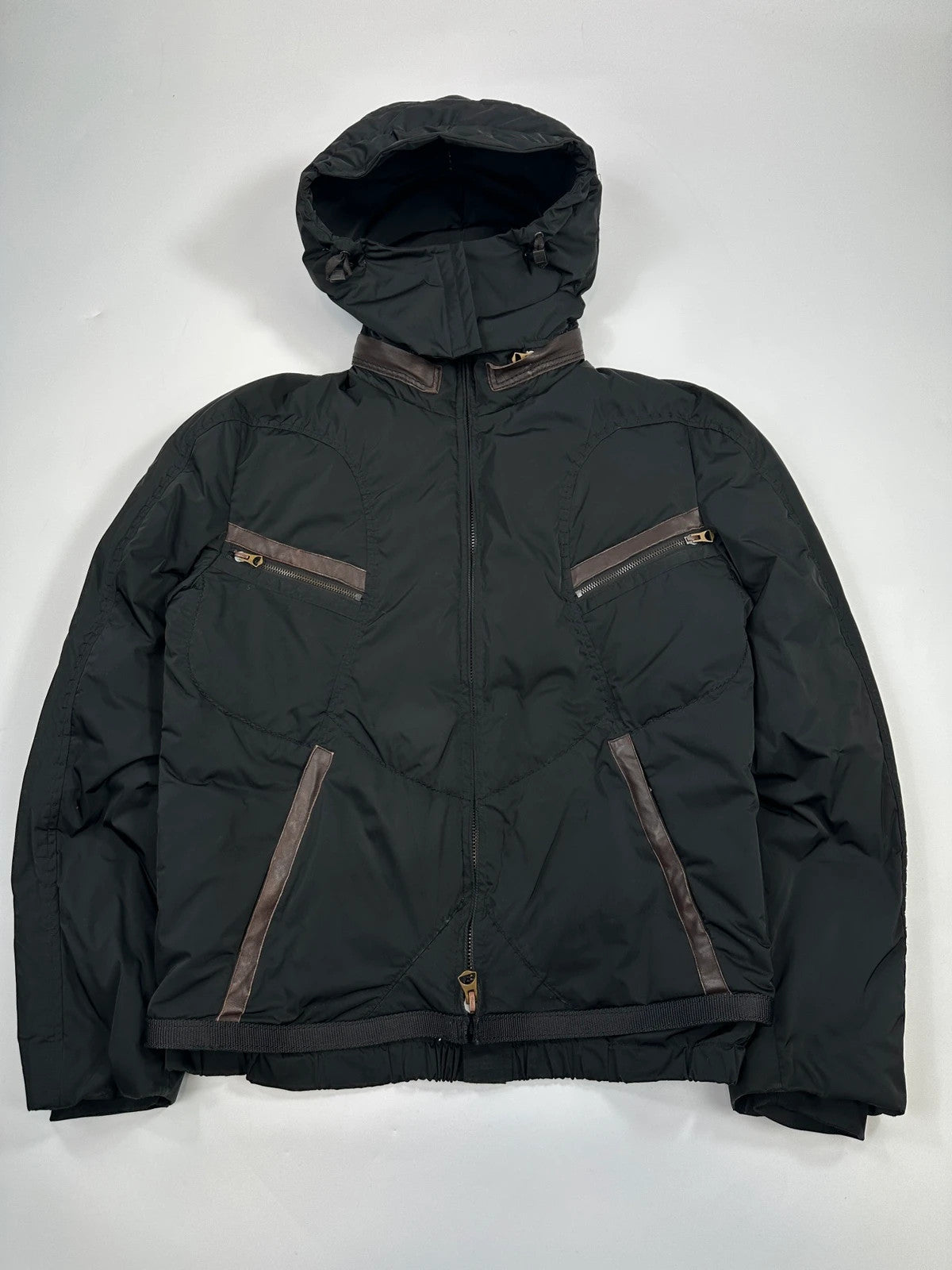 Marithé + François Girbaud 00’s Black Nylon Hooded Puffer Down Jacket