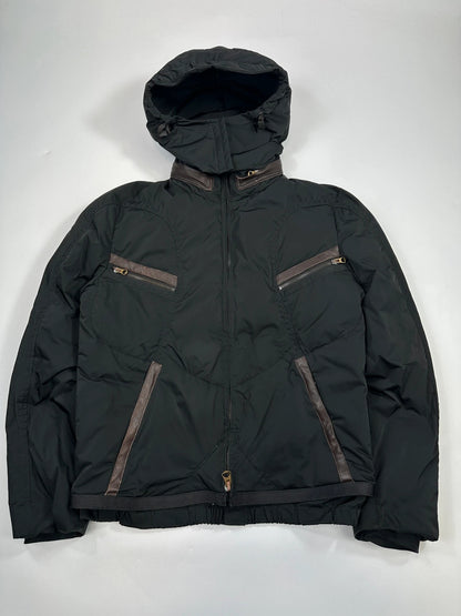 Marithé + François Girbaud 00’s Black Nylon Hooded Puffer Down Jacket