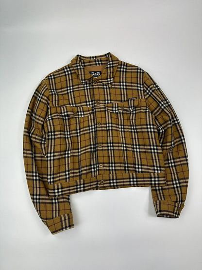 Dolce Gabbana 00’s Wool Tartan Checkered Trucker Jacket