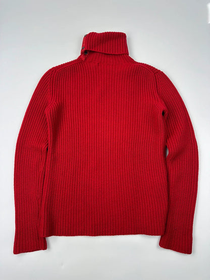Prada Sport 00’s Red Wool High Turtle Neck Knit Sweater