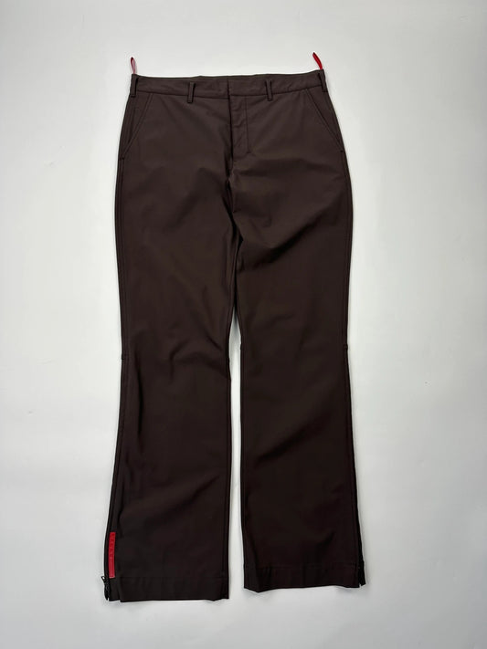 Prada Sport FW2002 Brown Flared Zip Pants