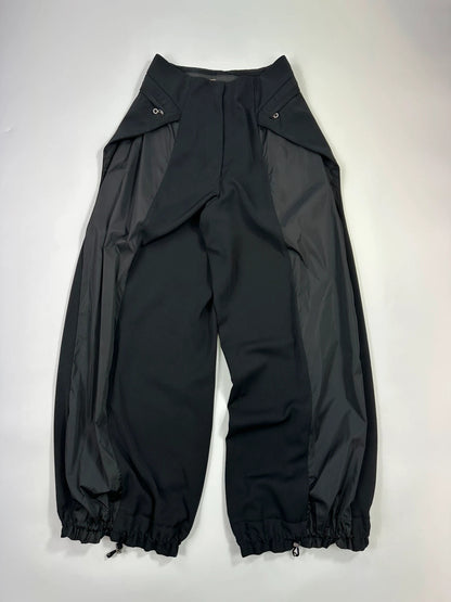Marithé + François Girbaud 00’s Black Bi materials Black Ballon Wrap Pockets Wide Legs Pants