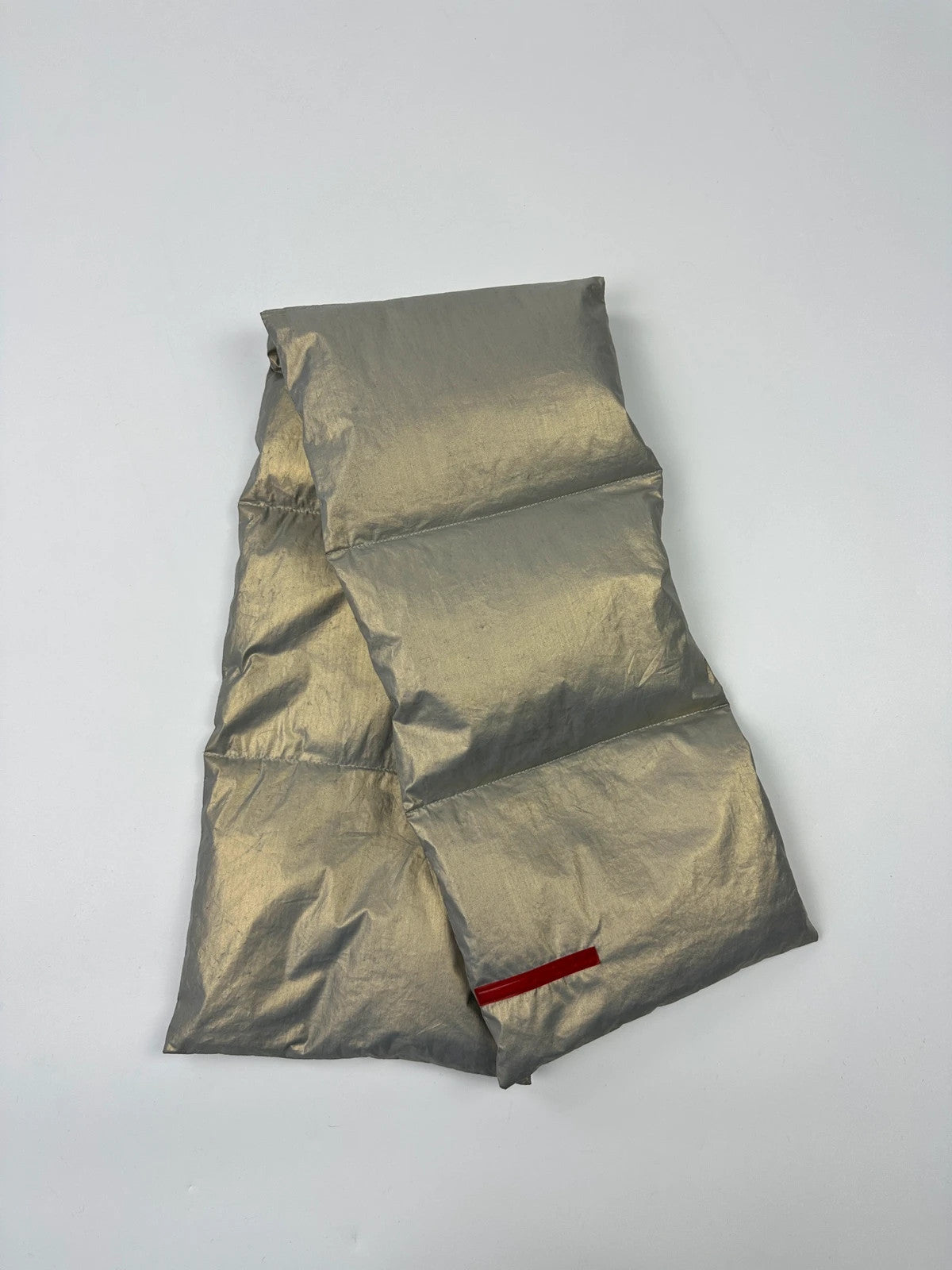 Prada Sport FW99 Magnetic Closure Silver Shiny Padded Scarf