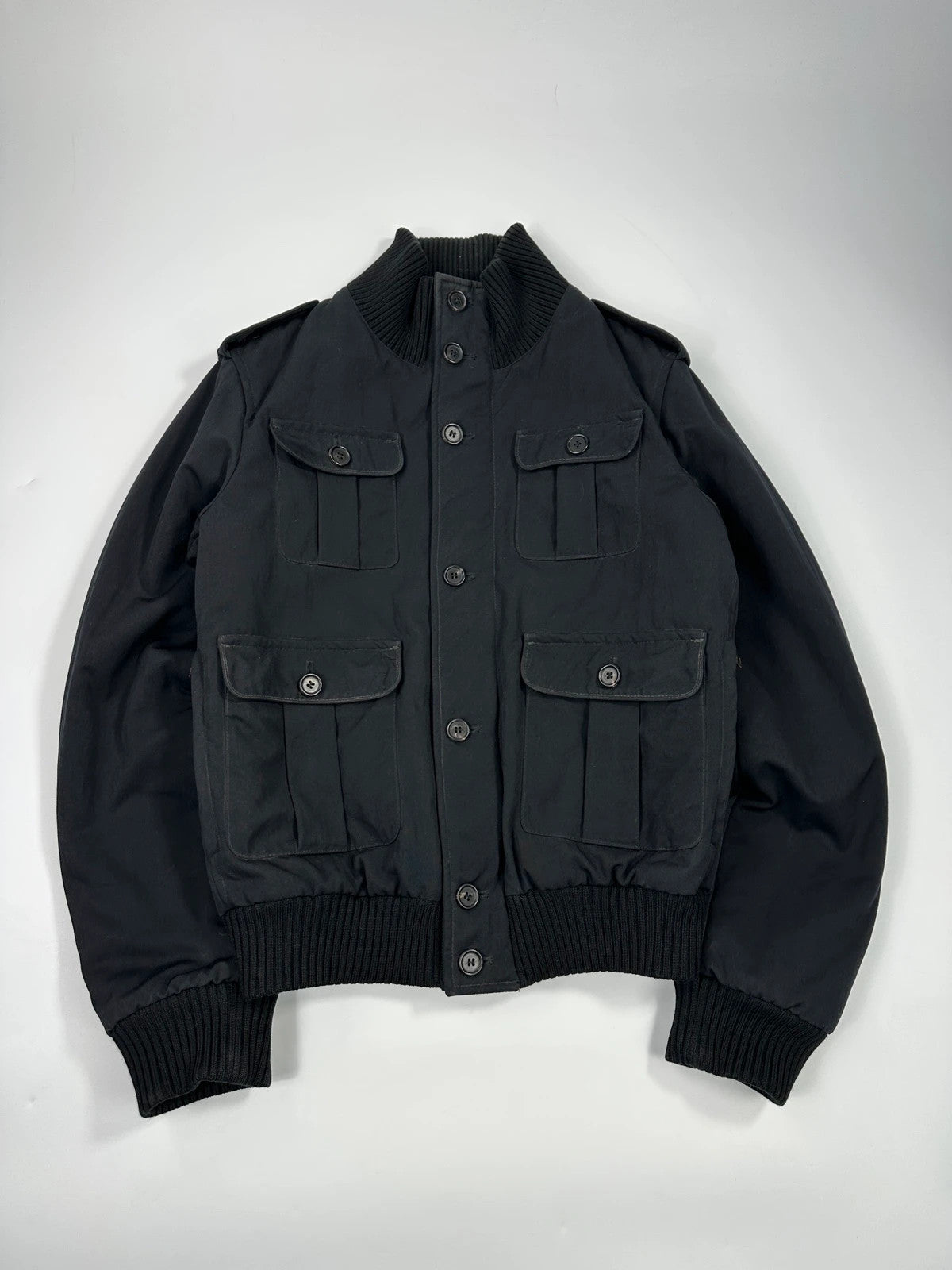 Prada Milano FW2008 Black Padded Army Multi Pockets Bomber Jacket