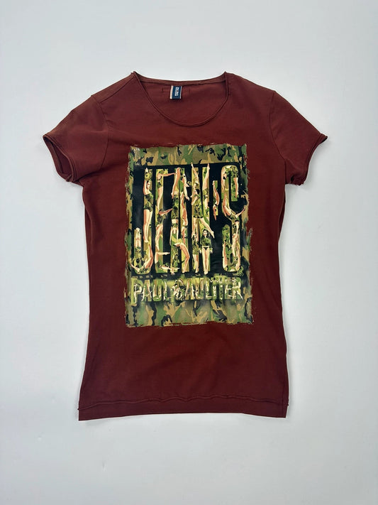 Jean Paul Gautier 00’s Printed Burgundy Top Tee