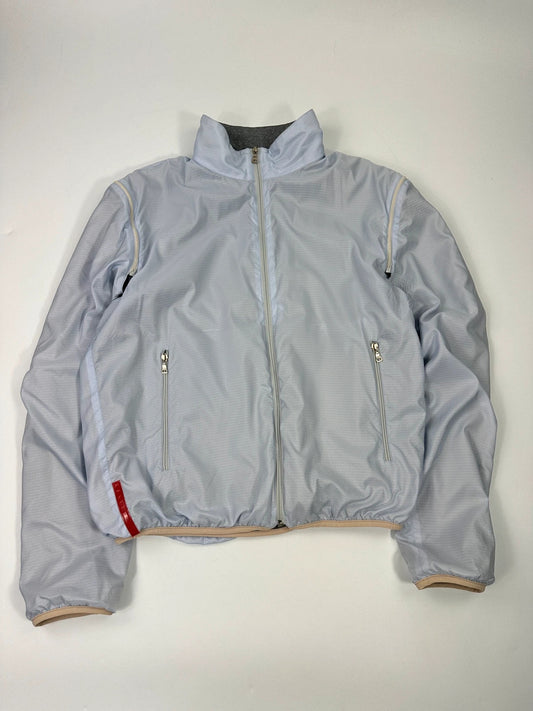Prada Sport FW2000 Sky Blue & Grey Reversible Removable Sleeves Jacket