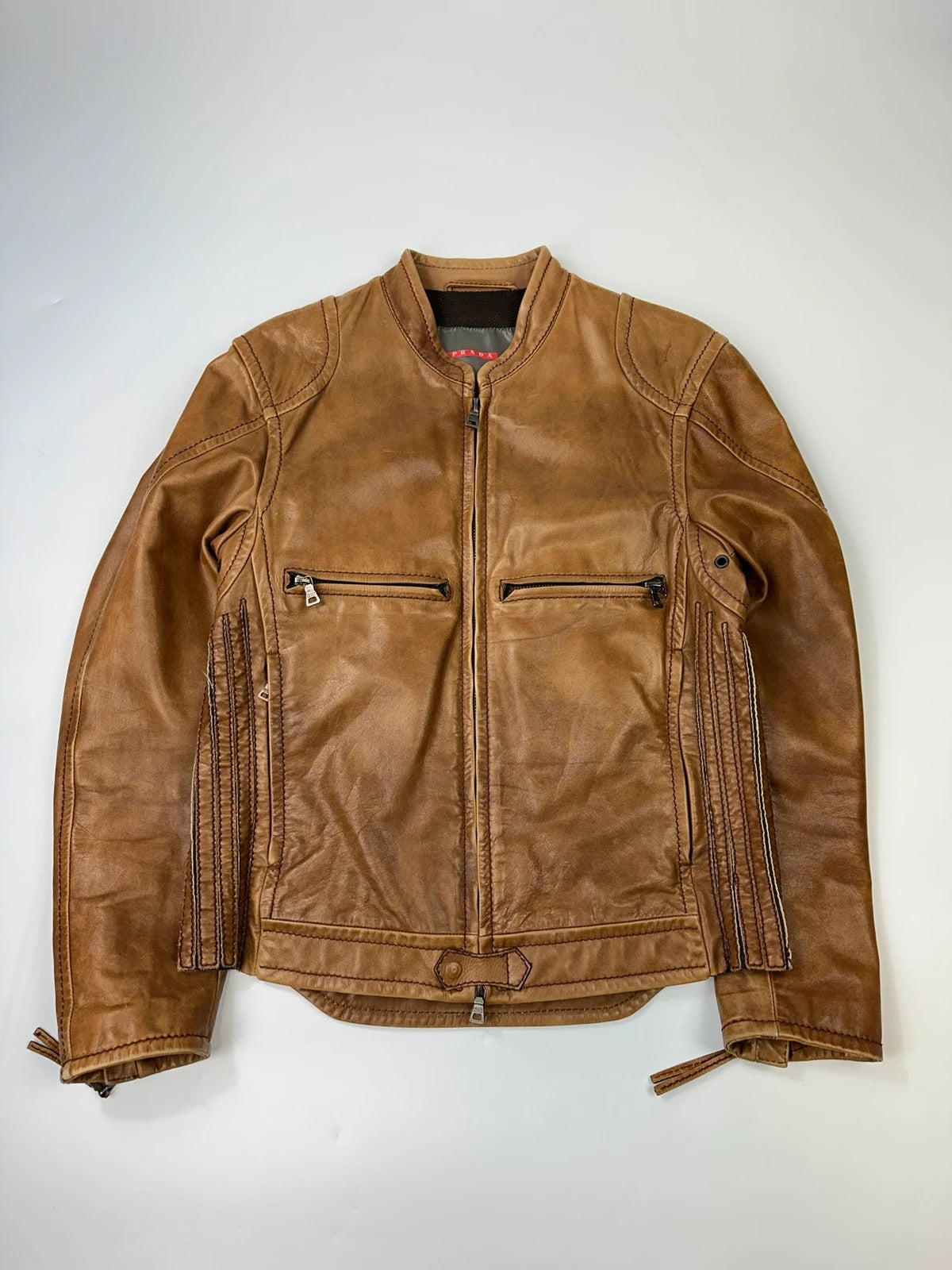 Prada Sport 00’s Sample Brown Leather Jacket CowBoy