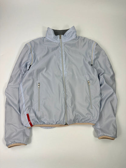 Prada Sport FW2000 Sky Blue & Grey Reversible Removable Sleeves Jacket