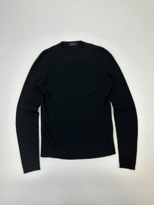 Prada Milano 00’s Black Ribbed Wool & Silk Longlseeves