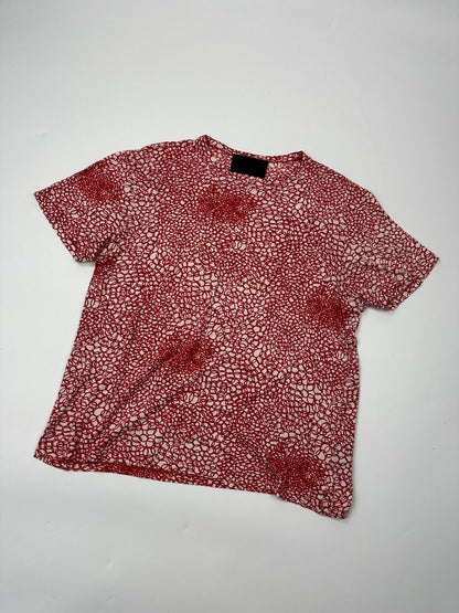 Prada Milano SS2000 Red & White Bubble Print Silk Tee